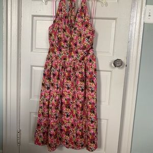 New retro bee and flower halter dress